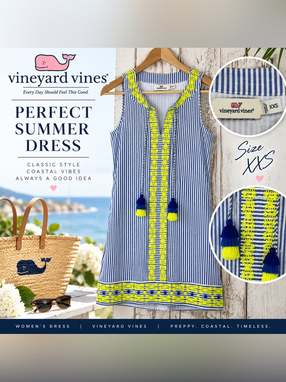 Vineyard Vines Perfect Sleevless Striped Summer Dress Size XXS
